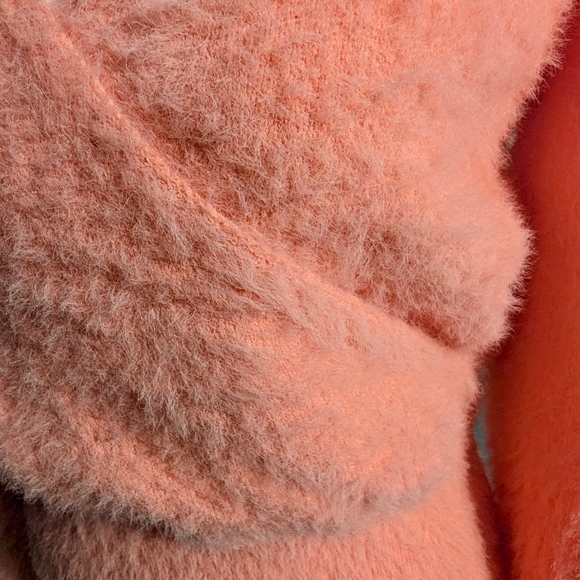 Anthropologie Lili Sidonio Fuzzy Wrap Crop Sweater, Pink, Women's Small - Picture 6 of 8